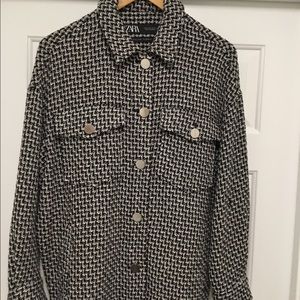 ZARA COTTON TWEED BOMBER STYLE JACKET